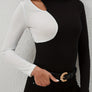Cutout Contrast Mock Neck Long Sleeve T-Shirt