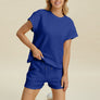 Double Take Full Size Texture T-Shirt and Shorts Set