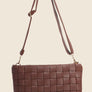 Fame Faux Leather Basket Weave Crossbody Bag