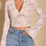 V-Neck Flare Sleeve Lace Top