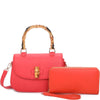 DIONA J 2IN1 FASHION WOOD HANDLE CROSSBODY BAG W WALLET SET COLOR RED