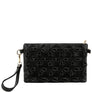 DIONA J WOMEN'S PATTERN DESIGN HAND ZIPPER CROSSBODY CLUTCH BAG COLOR BLACK
