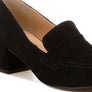 Astra Block Heel Genuine Suede Loafers