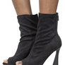 Women Peep Toe Vegan Suede Leather Ankle Boots for Girls – Black Flare Heel Booties with Zipper Closure