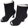 Women Peep Toe Vegan Suede Leather Ankle Boots for Girls – Black Flare Heel Booties with Zipper Closure