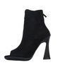 Women Peep Toe Vegan Suede Leather Ankle Boots for Girls – Black Flare Heel Booties with Zipper Closure