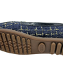 Women's Moccasin Loafer Slippers with Fur Lining – Navy Tweed Shearling Slip-On Shoes with Gold Horsebit Detail