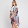 DIONA J ABSTRACT PAISLEY FLOWER PRINT KIMONO CARDIGAN ONE SIZE COLOR BROWN