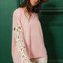 BiBi French Terry Crochet Sleeve Top