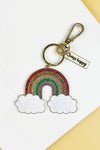 2 INCEHS RAINBOW WITH CHOOSE HAPPY KEYCHAIN