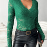 V-Neck Long Sleeve Lace Top
