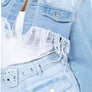 American Bazi Distressed Denim Jacket with Frayed Hem