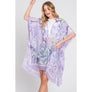 DIONA J WATERCOLOR GEOMETRIC PRINT KIMONO CARDIGAN ONE SIZE COLOR PURPLE