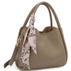 DIONA J WOMEN'S SMOOTH SCARF TOP HANDLE SATCHEL BAG COLOR TAUPE