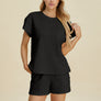 Double Take Full Size Texture T-Shirt and Shorts Set
