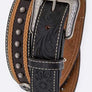Studded Embossed Western Mens Leather Belt