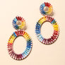 Colorful Raffia Hoop Statement Earrings
