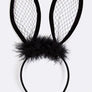 Black Net Bunny Headband Easter Rabbit Ears Hair Hoop Easter Masquerade Headwear Rabbit Lace Hairband