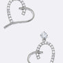 Dangling Heart CZ Earrings