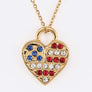 American Flag Crystal Heart Pendant Necklace