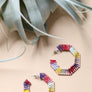 Hexagon Raffia Hoop Earrings - Colorful Design