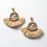 Fan Beaded Tassel Drop Earrings - Bold Statement
