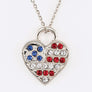 American Flag Crystal Heart Pendant Necklace