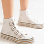 Beast Fashion Multi-Buckle Straps Studded Platform Sneakers