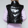 Snobbish Zip Up Turtleneck Shiny Quilted Vest