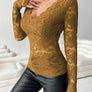 V-Neck Long Sleeve Lace Top