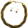 Black and Gold Twisted Cord Necklace Set