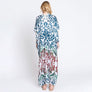 DIONA J DAMASK PRINT OPEN FRONT LONG KIMONO ONE SIZE COLOR TEAL