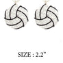 GLITTER LEATHER SPORTS BALL POST EARRING