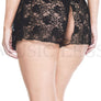 Plus size open crotch lace boxer panty with front bow accents