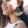 Fan Beaded Tassel Drop Earrings - Bold Statement