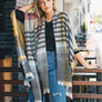 Colorblock & Stripe Ruana With Fringed Edges