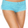 Micro mesh lace ruffle trim tanga shorts