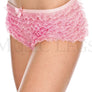 Micro mesh lace ruffle trim tanga shorts