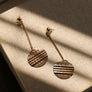 Textured Gold Disc Dangle Drop Earrings