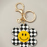 Big checker flower key chain with smiley face