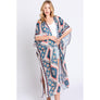 DIONA J BOHO PRINT KIMONO COVER UP ONE SIZE COLOR BEIGE