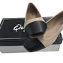 Women's Classic Ballet Beige Flat Light Faux Leather Shoes with Black Toe
