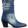 Savant Diamante & Rhinestones Denim Boots