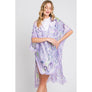 DIONA J WATERCOLOR GEOMETRIC PRINT KIMONO CARDIGAN ONE SIZE COLOR PURPLE