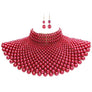 Chunky Faux Pearls Choker Collar Necklace Set