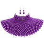 Chunky Faux Pearls Choker Collar Necklace Set