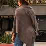 Button Neck Fringe Poncho
