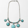 Turquoise Charm Necklace With Silver Links