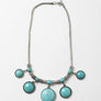 Turquoise Charm Necklace With Silver Links
