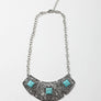 Silver Collar Necklace With Turquoise Accents